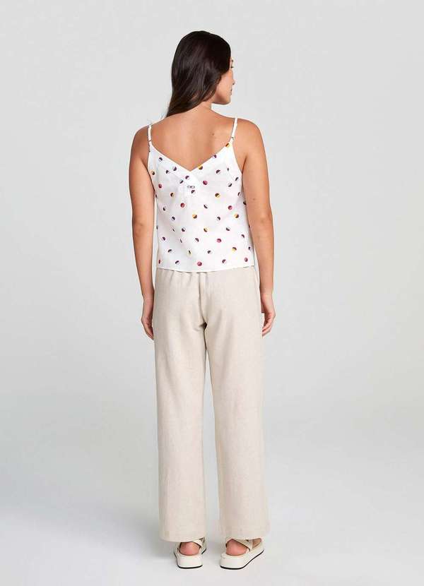 Hering - Regata Feminina Animal Print em Linho Branco 2