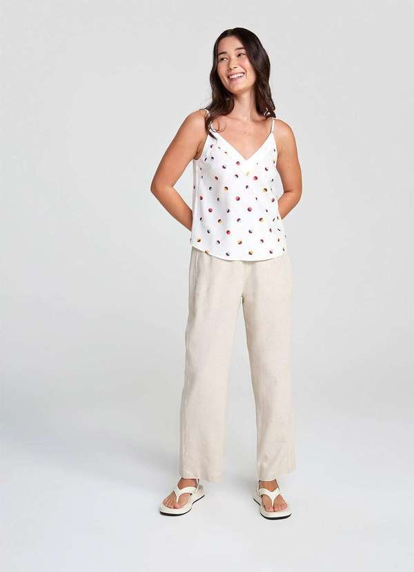 Hering - Regata Feminina Animal Print em Linho Branco 5