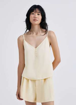 Hering - Regata Feminina com Botoes em Viscose Creponada - HERING