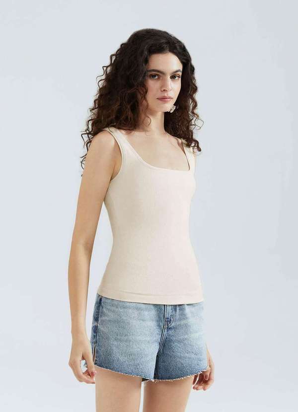 Hering - Regata Feminina Decote em Ribana Branco