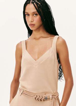 Hering - Regata Feminina Decote V Algodao e Linho - HERING