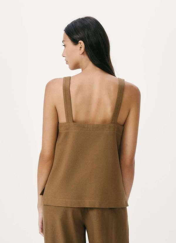 Hering - Regata Feminina Decote V Algodao e Linho Marrom 3