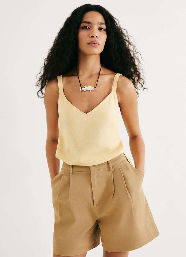 Hering - Regata Feminina Decote V Box Amarelo 4