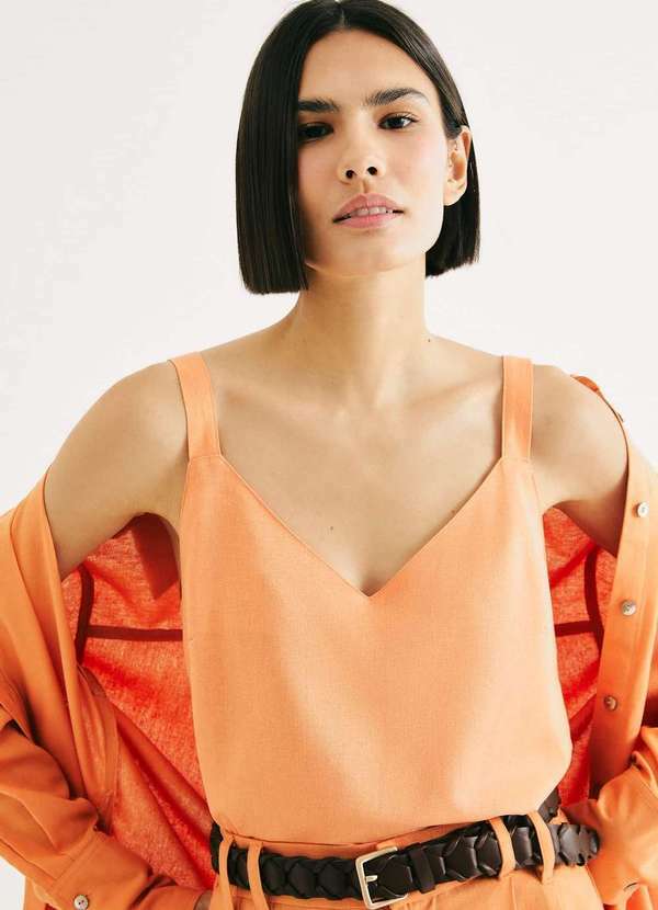 Hering - Regata Feminina Decote V Box Laranja