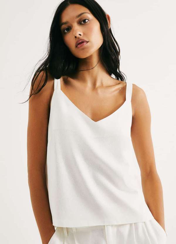 Hering - Regata Feminina Decote V Box Branco