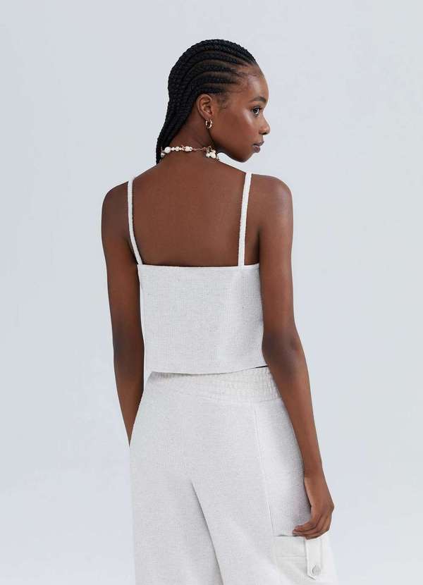 Hering - Regata Feminina Decote V Texturizada Eco Branco 3