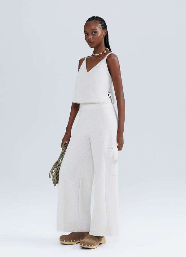 Hering - Regata Feminina Decote V Texturizada Eco Branco 4