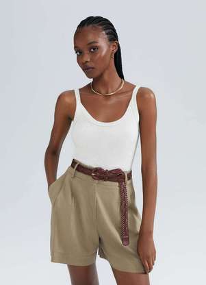 Hering - Regata Feminina em Ribana com Linho - HERING