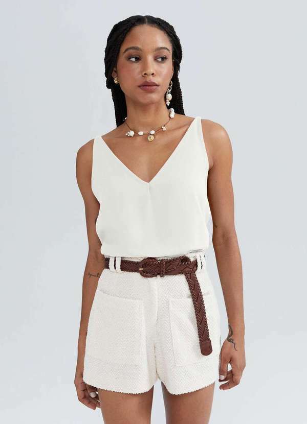 Hering - Regata Feminina em Tecido Creponado Branco