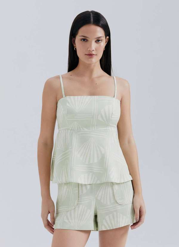 Hering - Regata Feminina Estampada em Viscose Verde