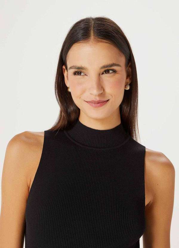 Hering - Regata Feminina Gola Alta em Trico Canelado Preto 4