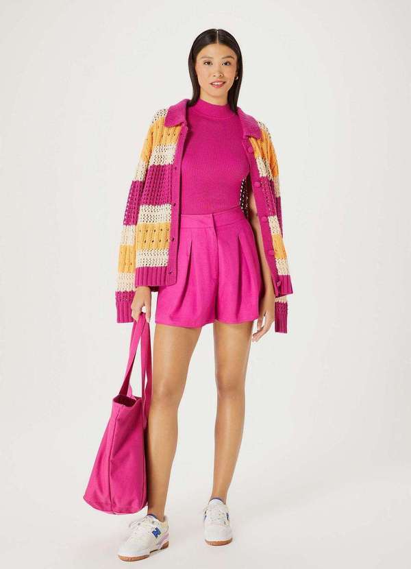 Hering - Regata Feminina Gola Alta em Trico Canelado Rosa 2