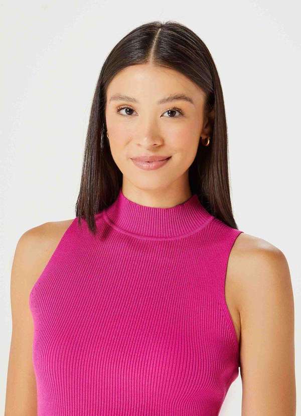 Hering - Regata Feminina Gola Alta em Trico Canelado Rosa 4