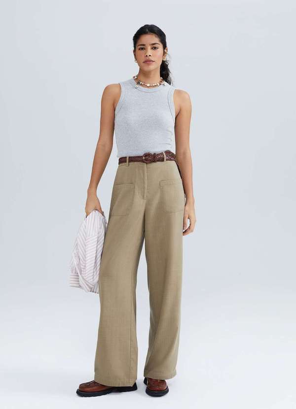 Hering - Regata Feminina Slim em Ribana Canelada Cinza 2