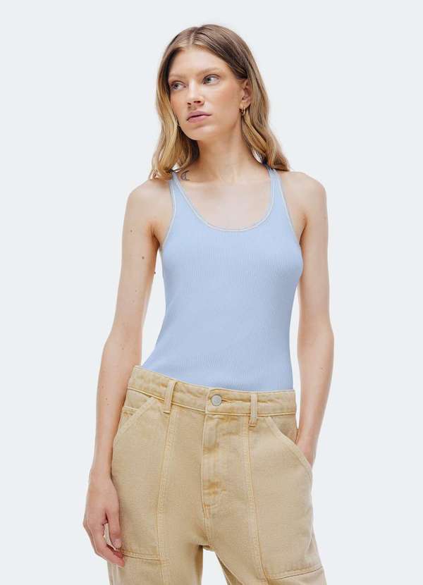 Hering - Regata Feminina Slim em Trico Leve Azul