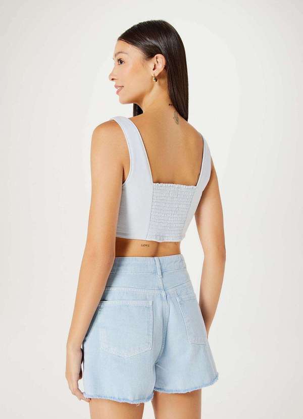 Hering - Top Cropped Feminino em Moletom Alfaiatado Azul 3