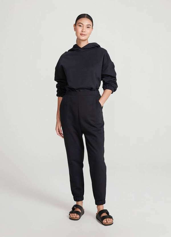 Hering - Calca Basica em Moletom Feminina Cintura Alta Jogger Preto