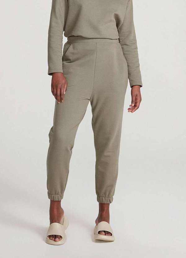 Hering - Calca Basica em Moletom Feminina Cintura Alta Jogger Verde 2