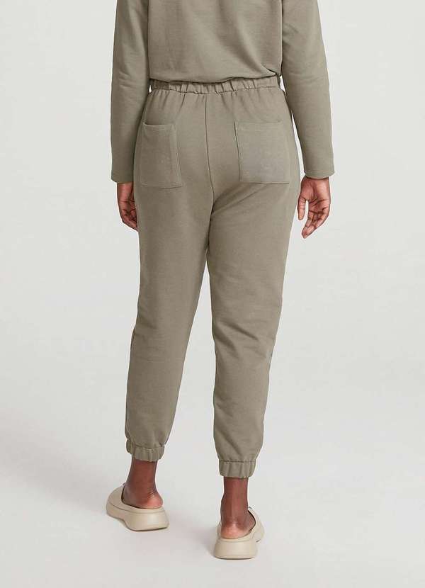 Hering - Calca Basica em Moletom Feminina Cintura Alta Jogger Verde 3