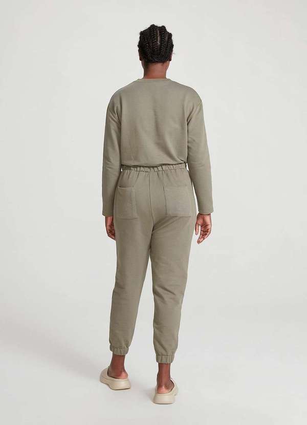 Hering - Calca Basica em Moletom Feminina Cintura Alta Jogger Verde 4