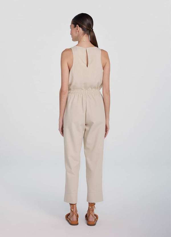 Hering - Calca Basica Feminina Cintura Alta com Amarracao Bege 3