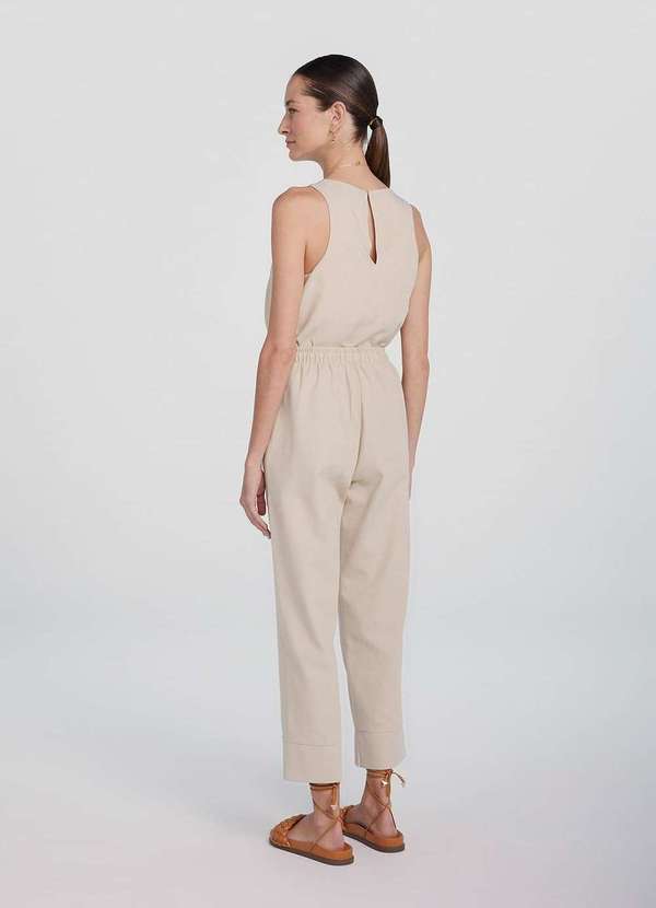 Hering - Calca Basica Feminina Cintura Alta com Amarracao Bege 7