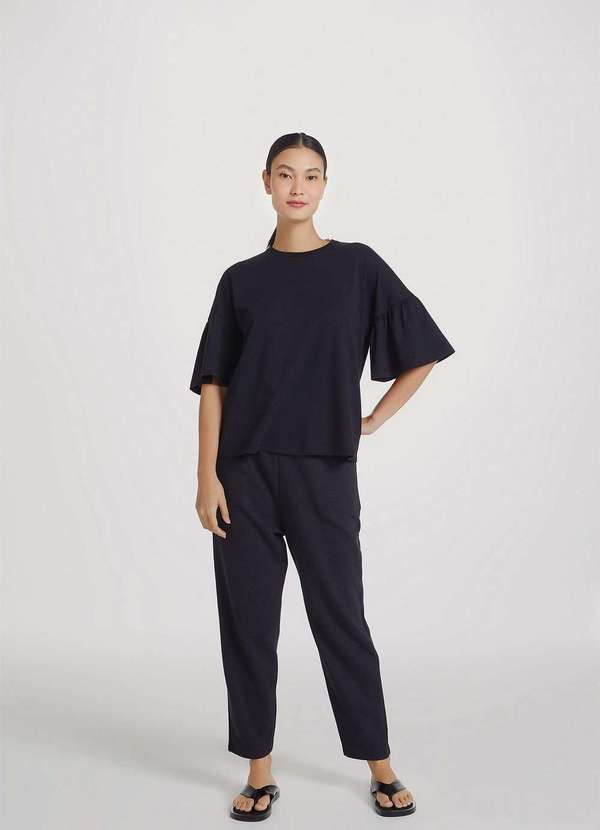 Hering Calca Basica Feminina Cintura Alta em Malha Texturizada Preto