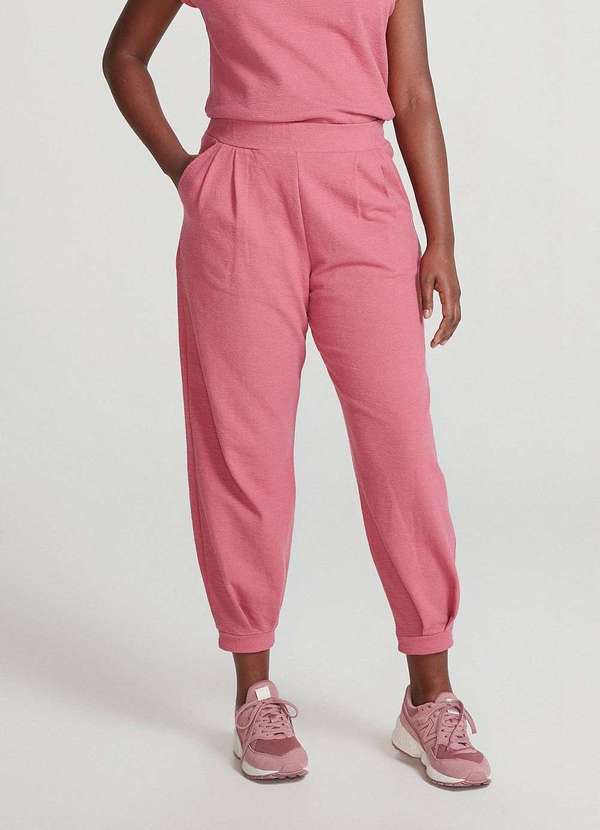 Hering - Calca Basica Feminina Cintura Alta Jogger Rosa