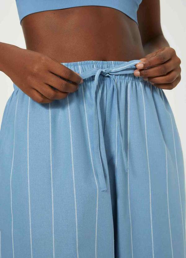 Hering Calca Feminina Cintura Alta Listrada Azul