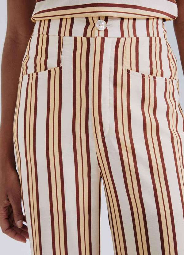 Hering - Calca Feminina Fio Tinto Cintura Alta Bege 4