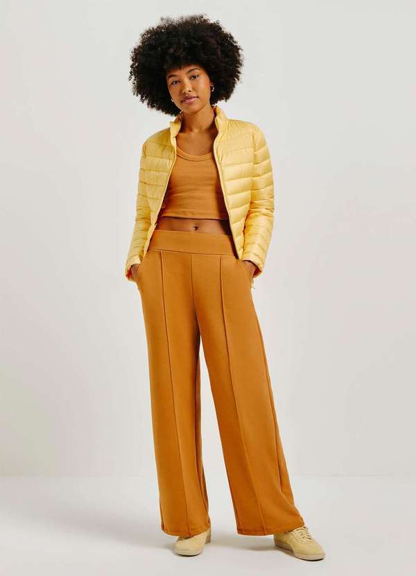 Hering - Calca Feminina Pantalona Cintura Alta Marrom