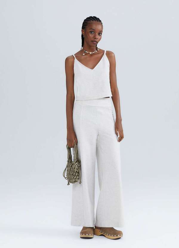 Pantalona Calca Cintura Alta Branca CalÃ§a De Alfaiataria Feminina