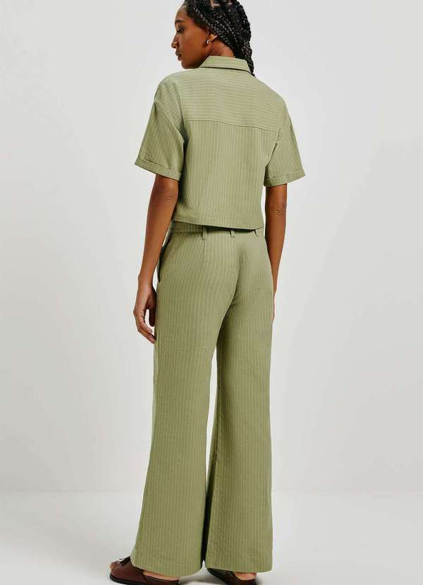 Hering - Calca Feminina Pantalona Cintura Alta Verde 3