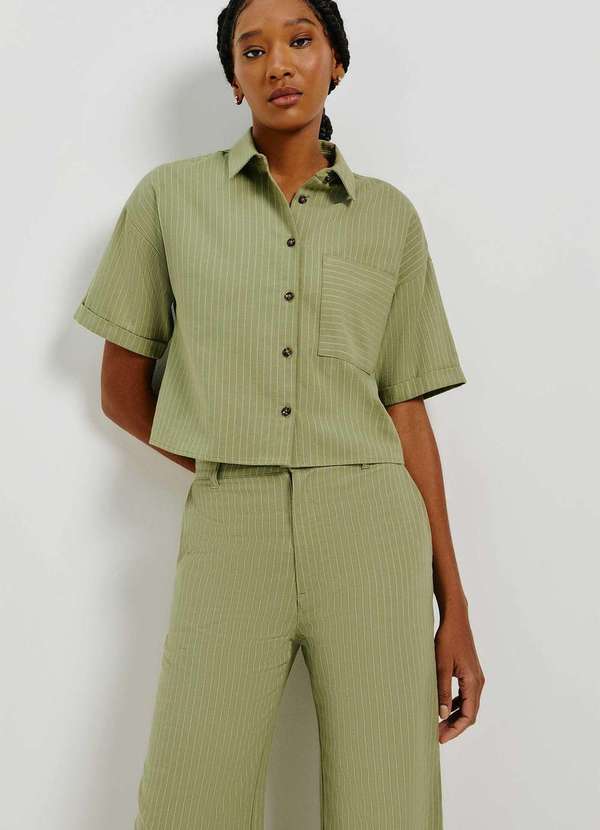 Hering - Calca Feminina Pantalona Cintura Alta Verde 4