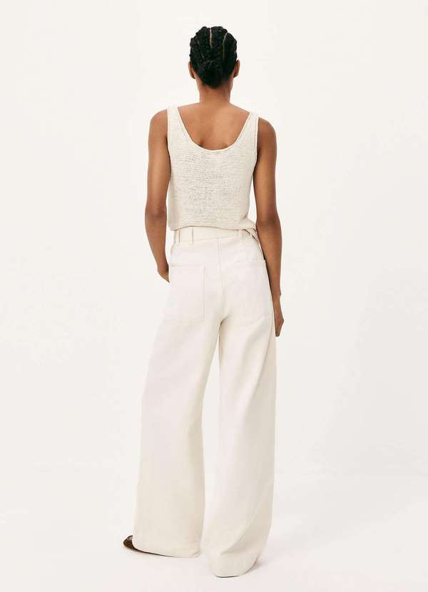 Hering - Calca Feminina Pantalona em Sarja Branco 3