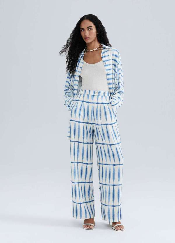 Hering - Calca Feminina Reta com Linho Azul