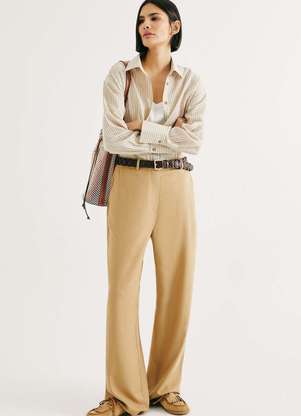 Hering - Calca Feminina Reta em Tecido Rustico - HERING