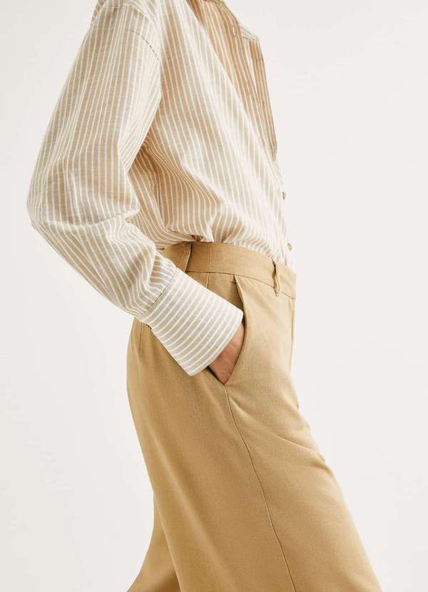 Hering - Calca Feminina Reta em Tecido Rustico Bege 2