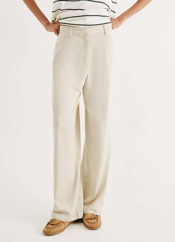 Hering - Calca Feminina Reta em Tecido Rustico Branco 4