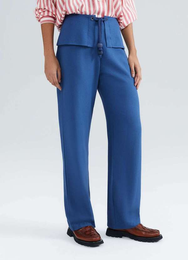 Hering - Calca Feminina Reta em Viscolinho Azul