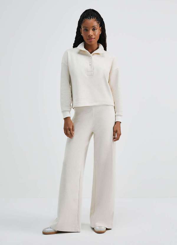 Hering - Calca Feminina Reta Malha Thermal Branco