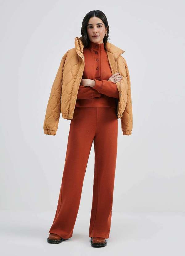 Hering - Calca Feminina Reta Malha Thermal Marrom