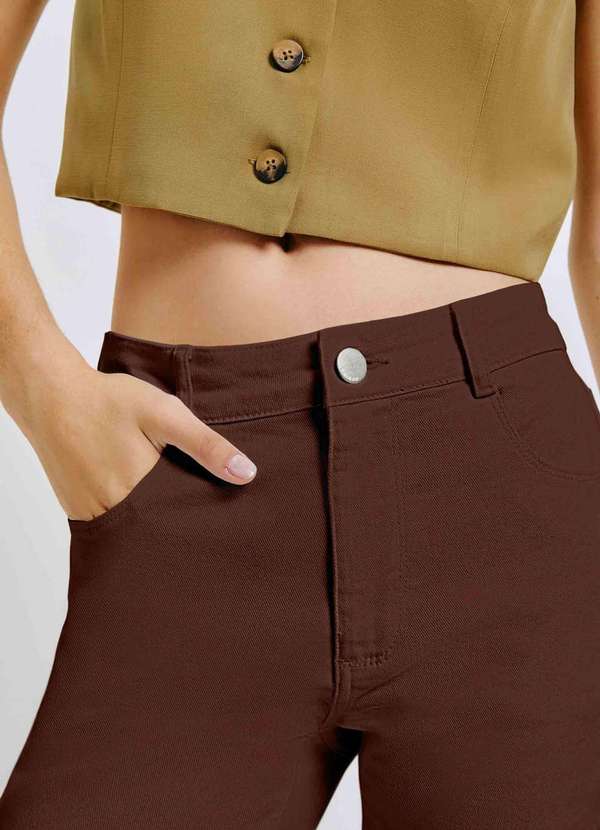 Hering - Calca Feminina Skinny Cintura Alta em Sarja Marrom 2