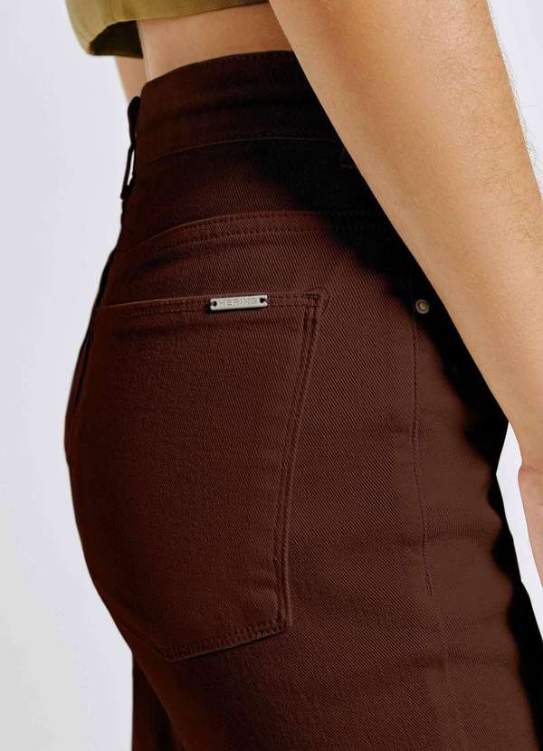 Hering - Calca Feminina Skinny Cintura Alta em Sarja Marrom 4