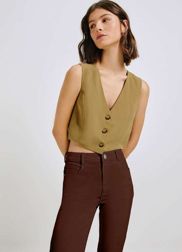 Hering - Calca Feminina Skinny Cintura Alta em Sarja Marrom 5