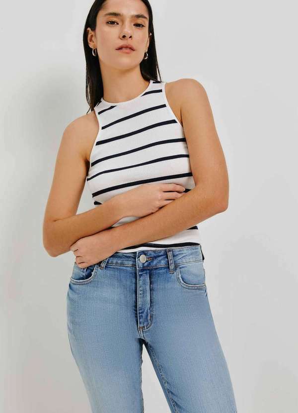 Hering - Calca Jeans Basica Feminina Cintura Media Azul 4