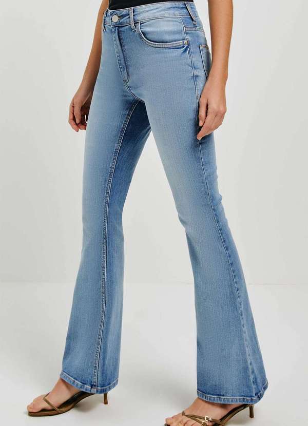 Hering - Calca Jeans Basica Feminina Cintura Media Flare Petit Azul 5