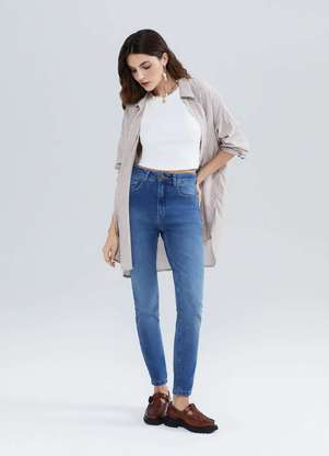 Hering - Calca Jeans Basica Feminina Cintura Media Skinny - HERING