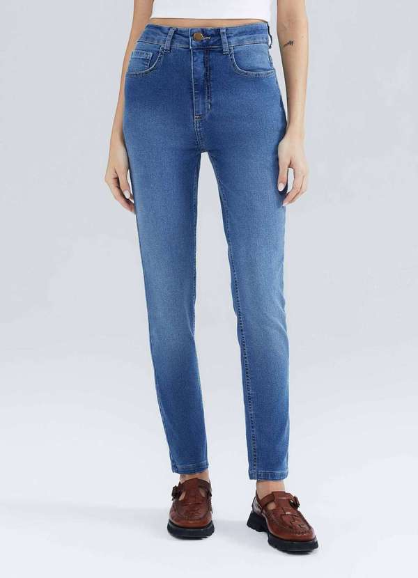 Hering - Calca Jeans Basica Feminina Cintura Media Skinny Azul 2