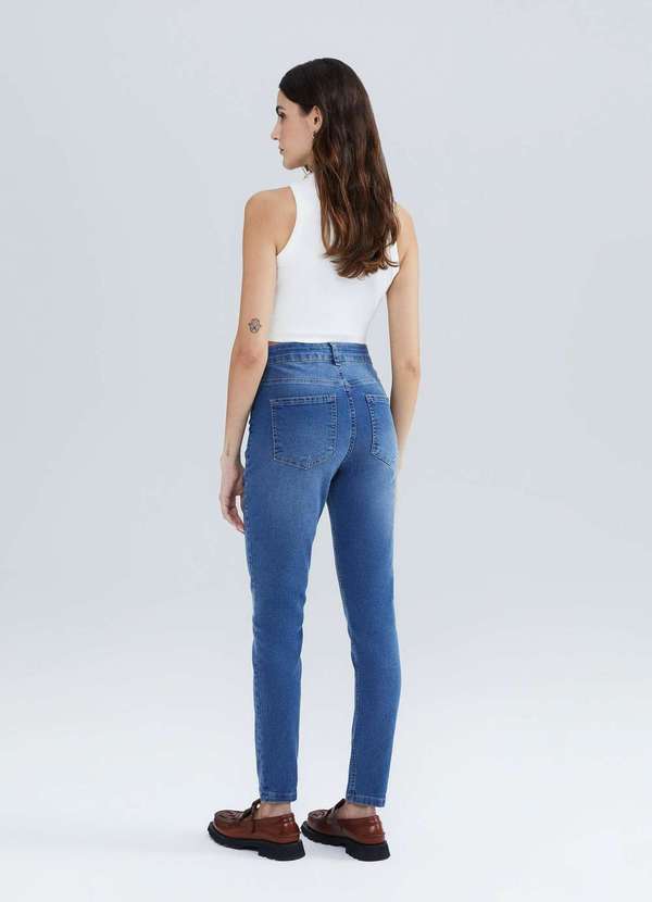 Hering - Calca Jeans Basica Feminina Cintura Media Skinny Azul 3